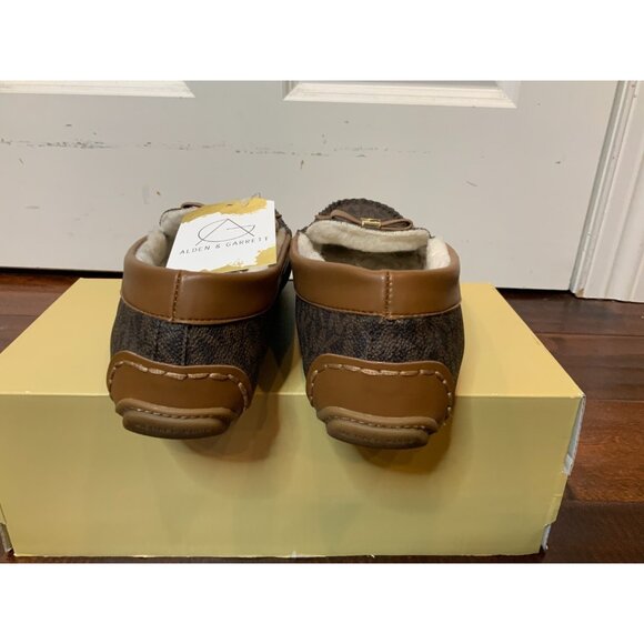 Michael Kors Erica Brown Leather Shearling Lined Logo Flats Slippers, Size 8 - Picture 7 of 10